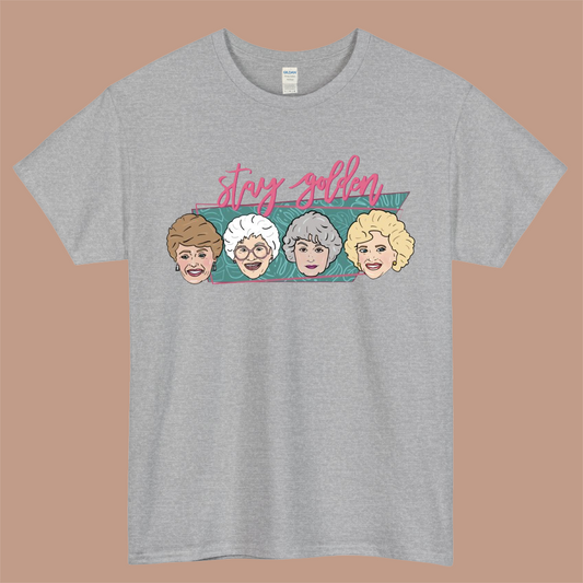 Golden Girls Stay Golden Logo Mens Unisex Short Sleeve Gray T-Shirt Size S-3XL