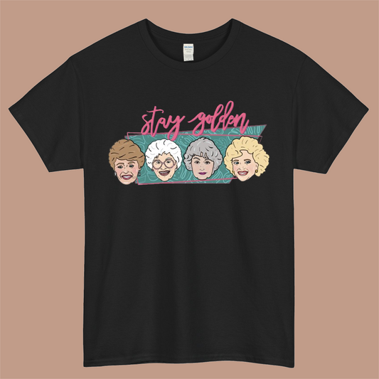 Golden Girls Stay Golden Logo Mens Unisex Short Sleeve Black T-Shirt Size S-3XL