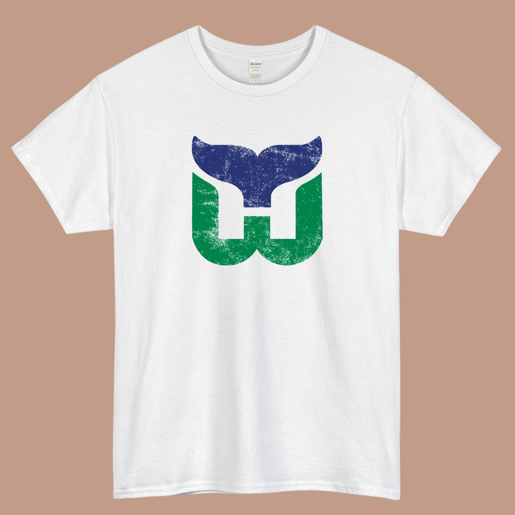 Hartford Whalers Distressed Logo Mens Unisex Short Sleeve T-Shirt Size S-3XL - P