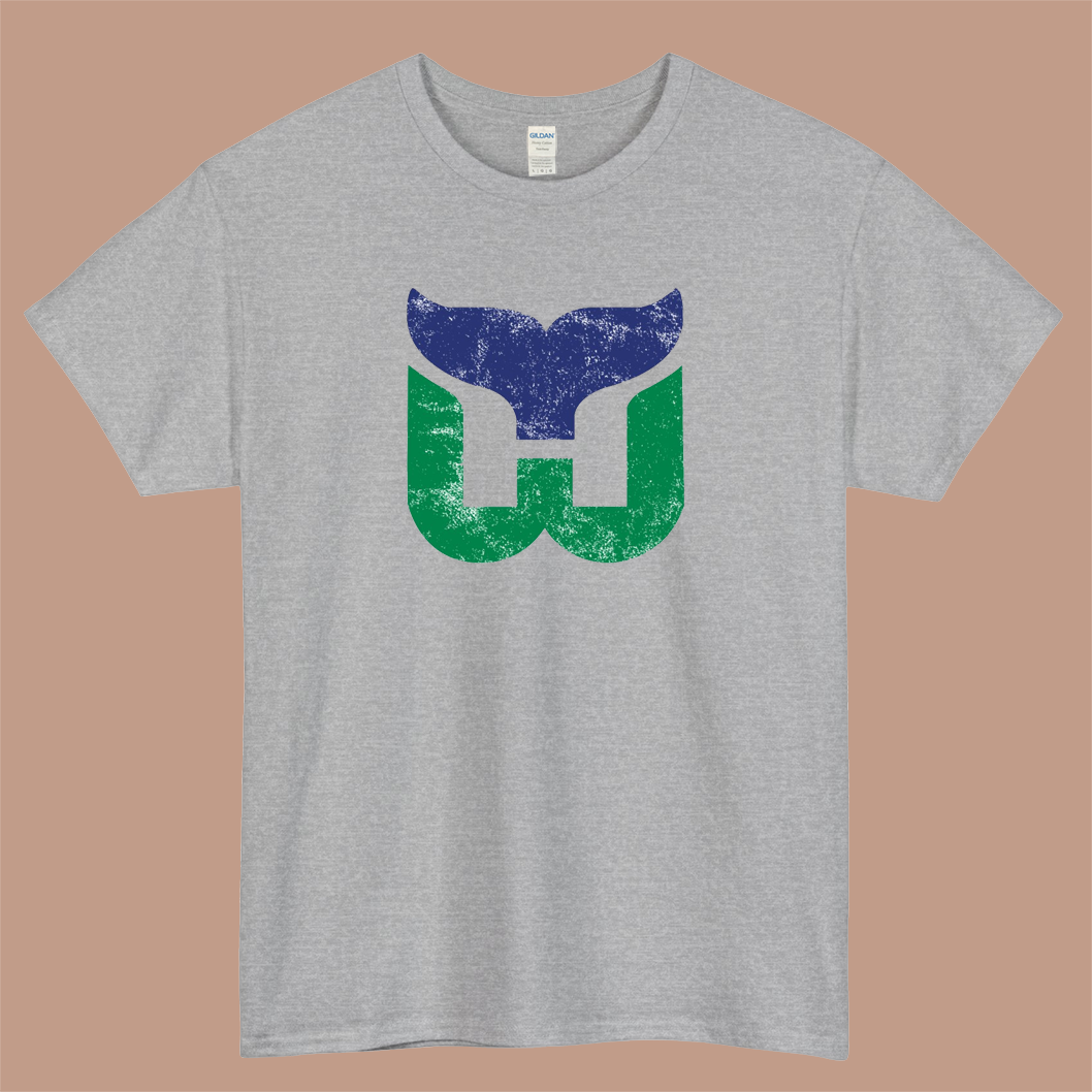 Hartford Whalers Distressed Logo Mens Unisex Short Sleeve T-Shirt Size S-3XL - P