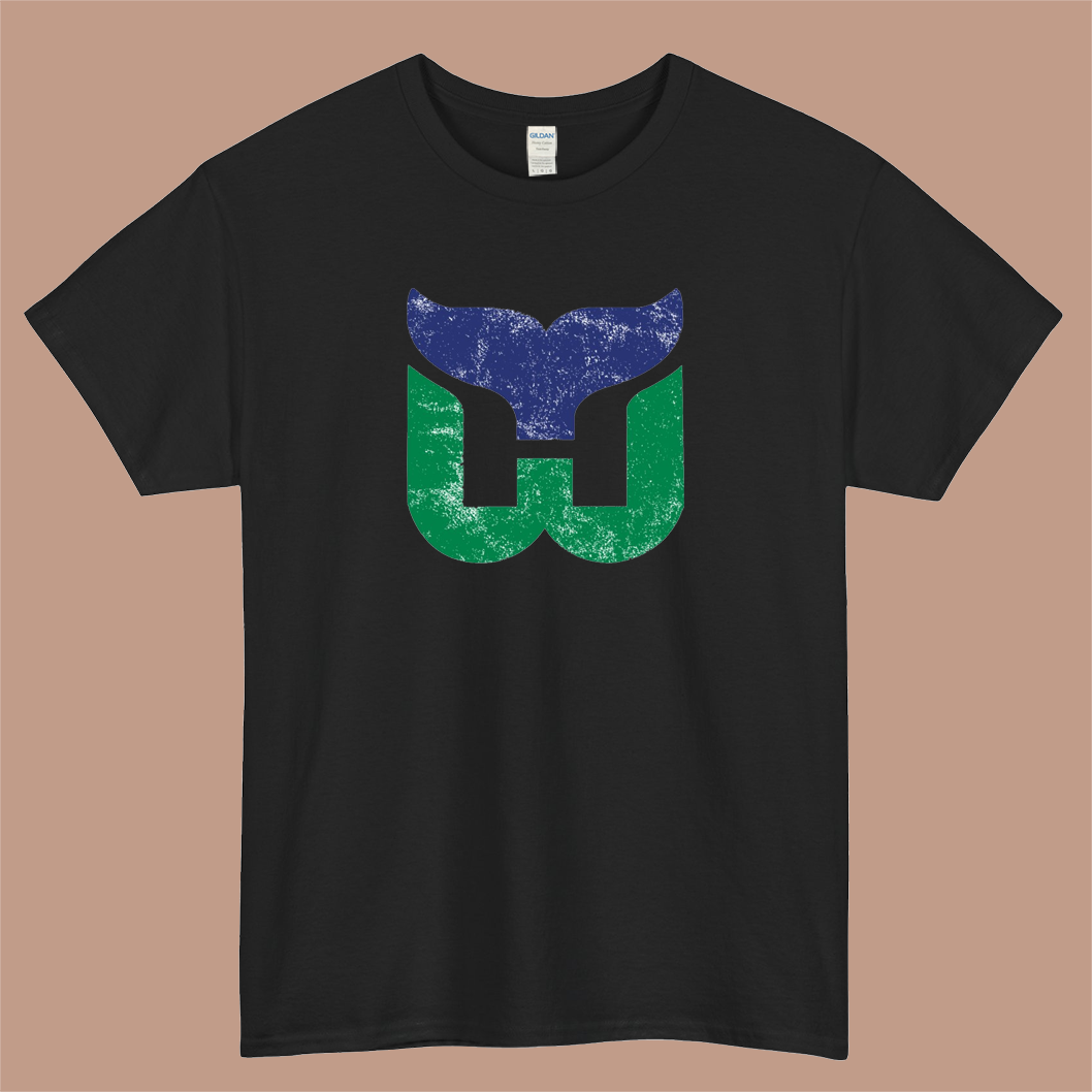 Hartford Whalers Distressed Logo Mens Unisex Short Sleeve T-Shirt Size S-3XL - P