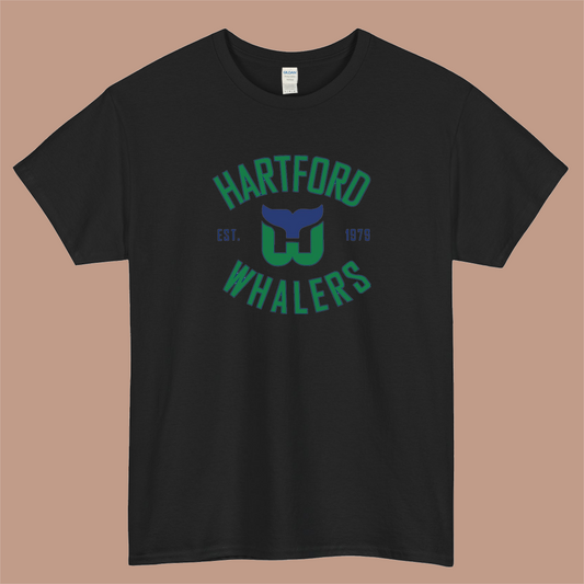 Hartford Whalers Distressed Est 1979 Logo Mens Unisex Short Sleeve T-Shirt Size S-3XL - P
