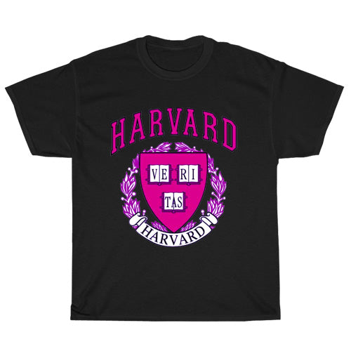 Harvard University Active Logo Mens Unisex Short Sleeve Black T-Shirt Size S-3XL