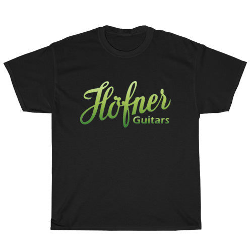 Hofner Guitar Music Logo Mens Unisex Short Sleeve Black T-Shirt Size S-3XL