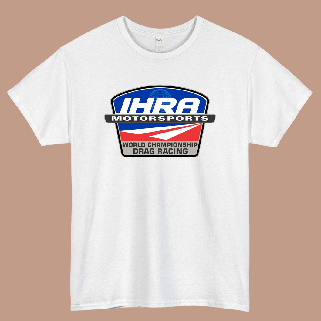 IHRA Motorsports Drag Racing Logo Mens Unisex Short Sleeve White T-Shirt Size S-3XL