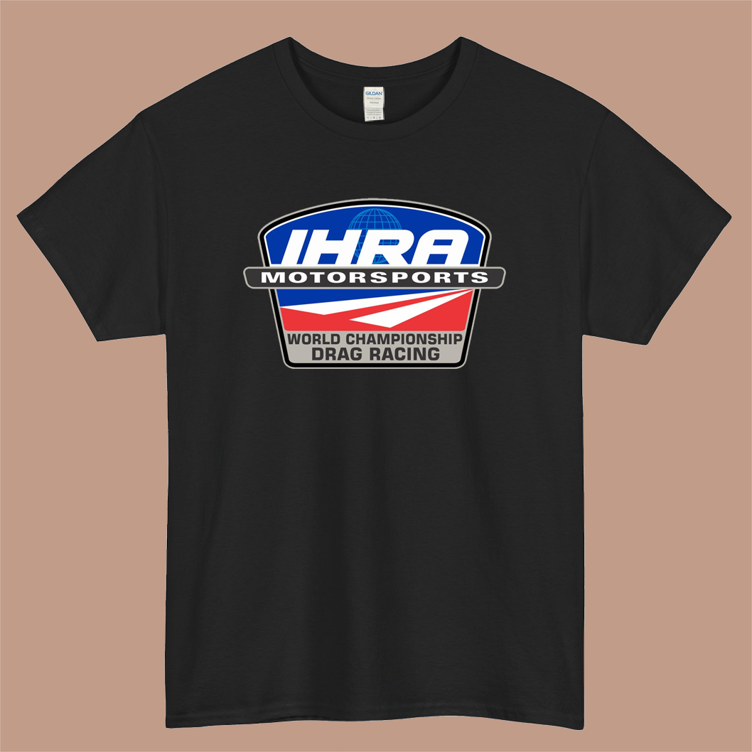 IHRA Motorsports Drag Racing Logo Mens Unisex Short Sleeve Black T-Shirt Size S-3XL