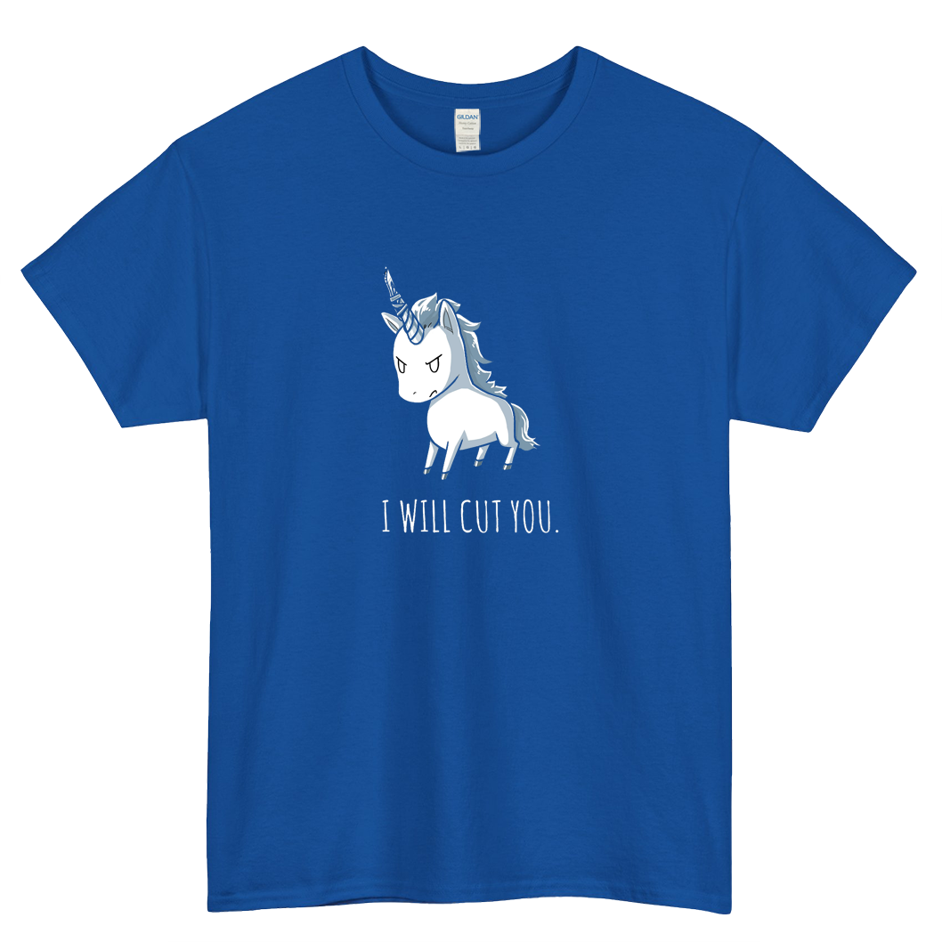 I Will Cut You Angry Unicorn Logo Mens Unisex Short Sleeve T-Shirt Size S-3XL - P