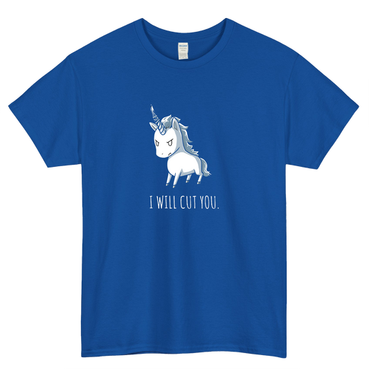 I Will Cut You Angry Unicorn Logo Mens Unisex Short Sleeve T-Shirt Size S-3XL - P