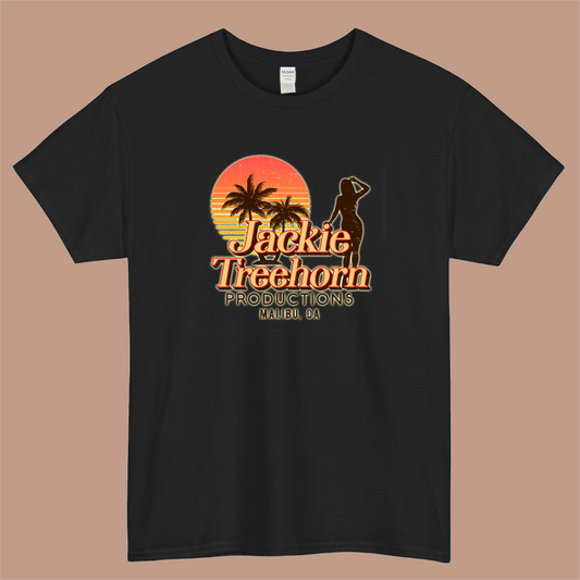 Jackie Treehorn - Productions Malibu CA Logo Mens Unisex Short Sleeve T-Shirt Size S-3XL - P
