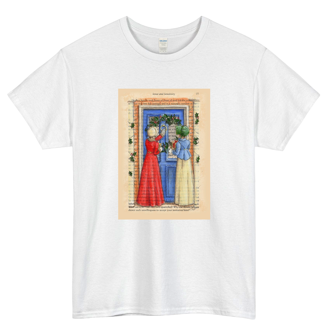 Jane Austen Christmas Logo Mens Unisex Short Sleeve T-Shirt Size S-3XL - P