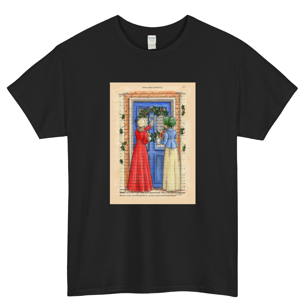 Jane Austen Christmas Logo Mens Unisex Short Sleeve T-Shirt Size S-3XL - P