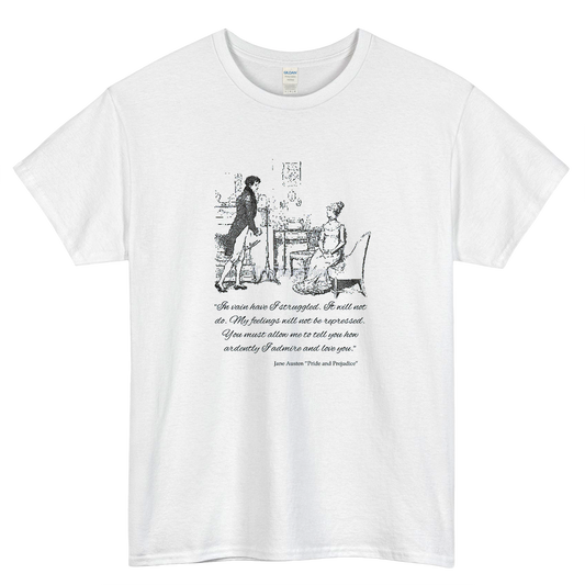 Jane Austen Vintage Book Club Mr Darcy & Lizzy Logo Mens Unisex Short Sleeve T-Shirt Size S-3XL - P