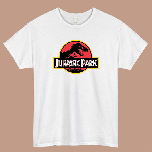 Jurassic Park Classic Retro Logo Mens Unisex Short Sleeve White T-Shirt Size S-3XL