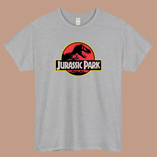 Jurassic Park Classic Retro Logo Mens Unisex Short Sleeve Gray T-Shirt Size S-3XL