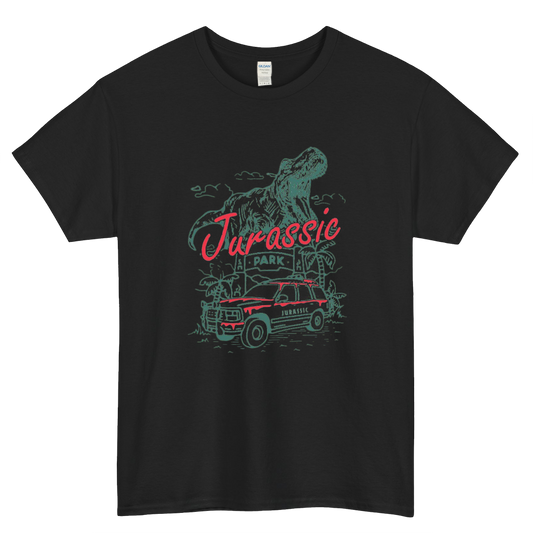 Jurassick Park Car and T-Rex SHORT SLEEVE T SHIRT S-5XL- P
