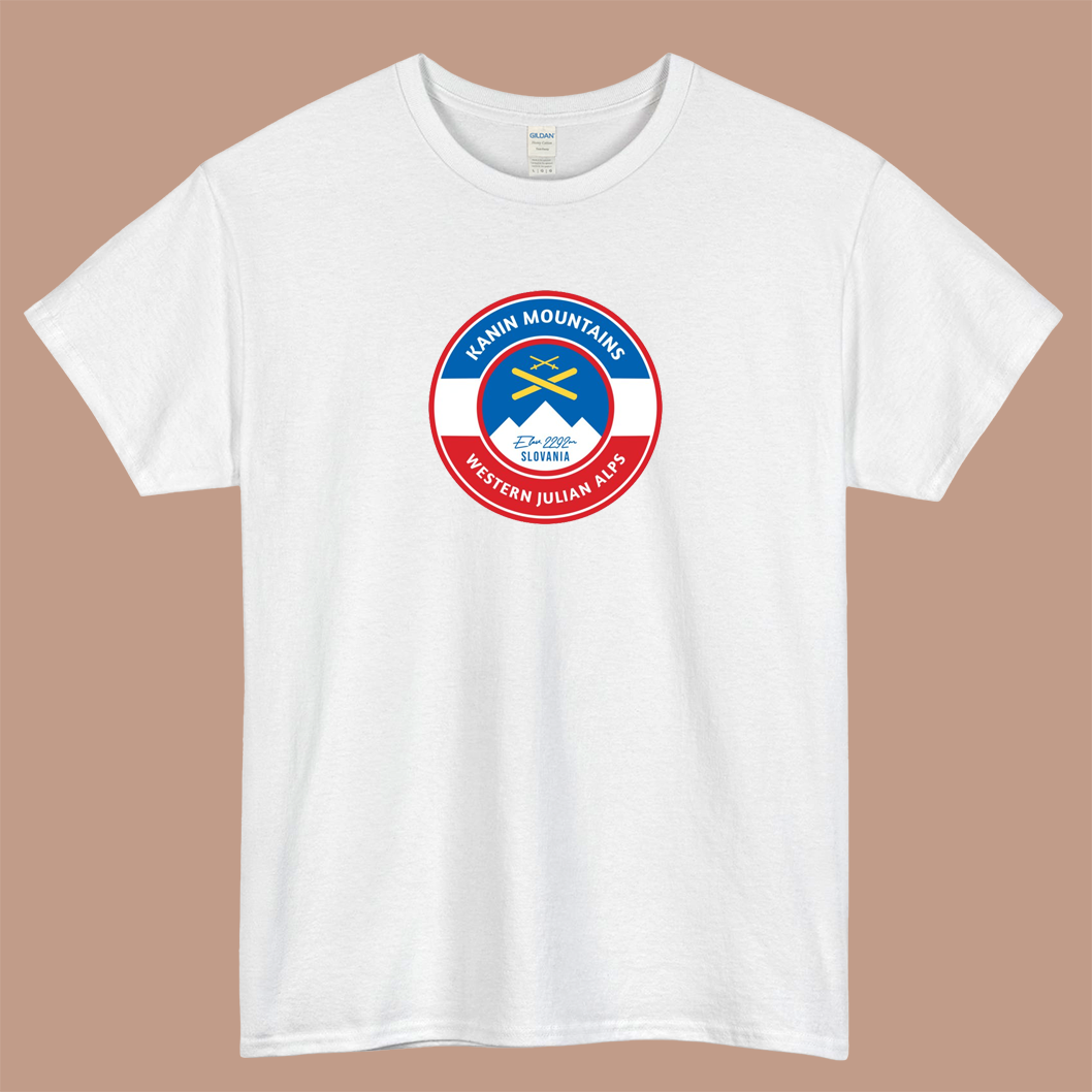 Kanin Mountains Slovenia Ski Logo Mens Unisex Short Sleeve T-Shirt Size S-3XL - P