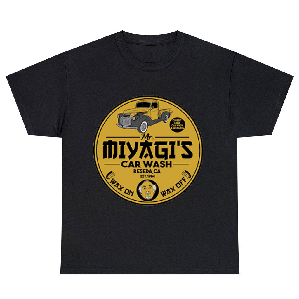 Karate Kid Mr Miyagi's Car Wash Wax On Wax Off Logo Unisex Men's T Shirt Size S to 3XL