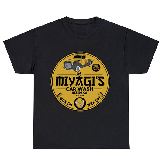 Karate Kid Mr Miyagi's Car Wash Wax On Wax Off Logo Unisex Men's T Shirt Size S to 3XL