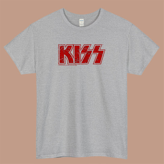 Kiss the Band Logo Mens Unisex Short Sleeve Gray T-Shirt Size S-3XL