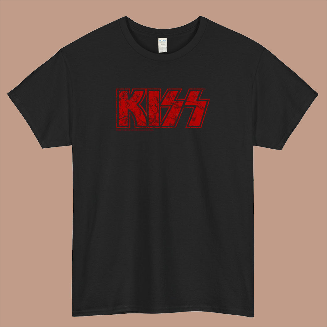 Kiss the Band Logo Mens Unisex Short Sleeve Black T-Shirt Size S-3XL