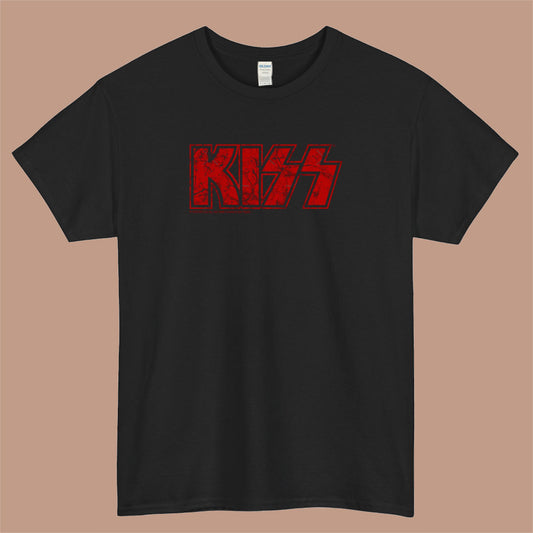 Kiss the Band Logo Mens Unisex Short Sleeve Black T-Shirt Size S-3XL