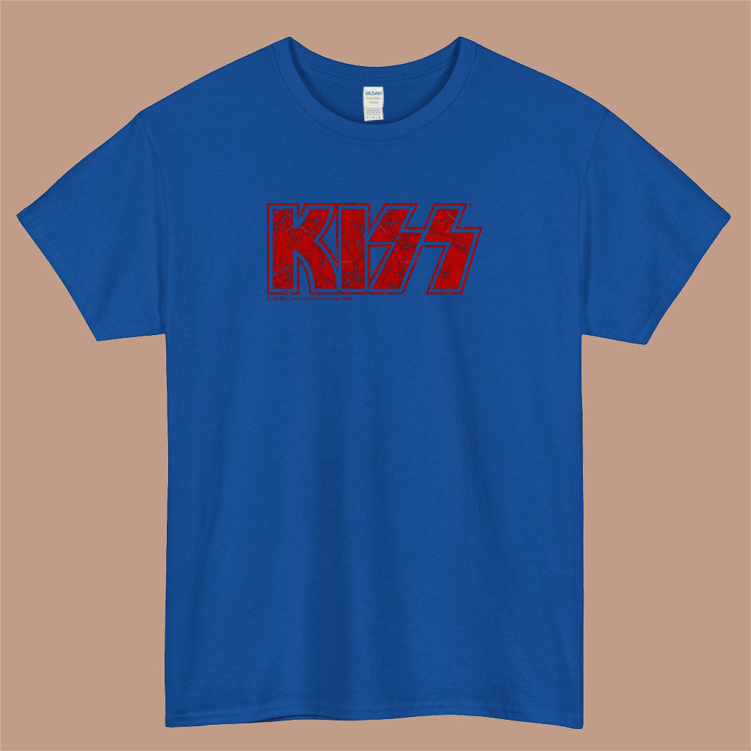 Kiss the Band Logo Mens Unisex Short Sleeve Blue T-Shirt Size S-3XL