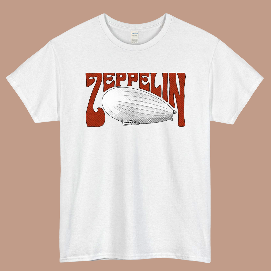 Led Zeppelin Logo Mens Unisex Short Sleeve White T-Shirt Size S-3XL