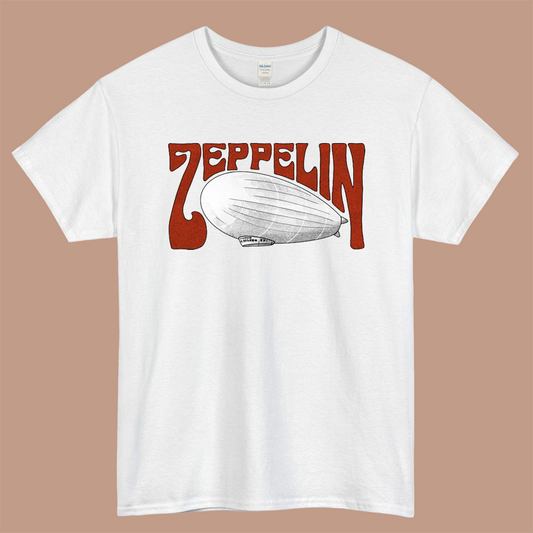 Led Zeppelin Logo Mens Unisex Short Sleeve White T-Shirt Size S-3XL