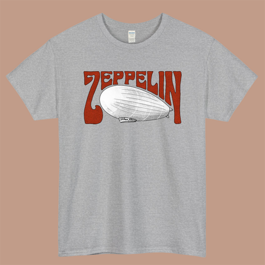 Led Zeppelin Logo Mens Unisex Short Sleeve Gray T-Shirt Size S-3XL