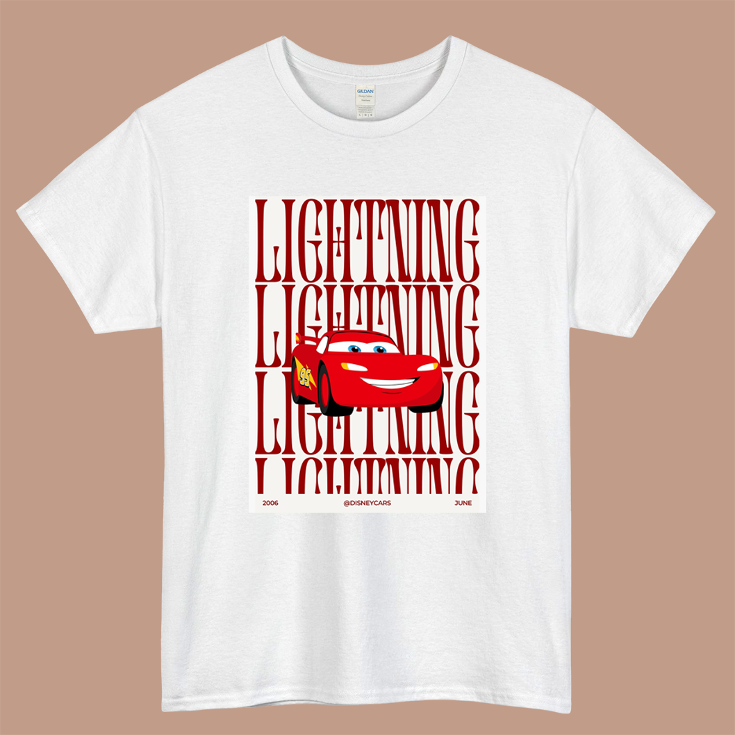 Lightning Mcqueen Logo Mens Unisex Short Sleeve White T-Shirt Size S-3XL