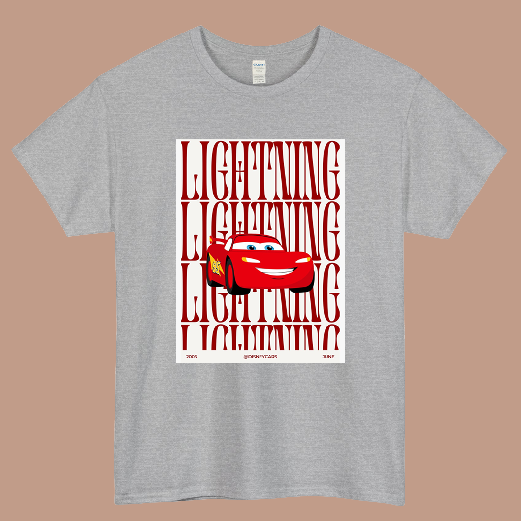 Lightning Mcqueen Logo Mens Unisex Short Sleeve Gray T-Shirt Size S-3XL