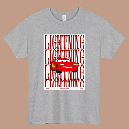 Lightning Mcqueen Logo Mens Unisex Short Sleeve Gray T-Shirt Size S-3XL