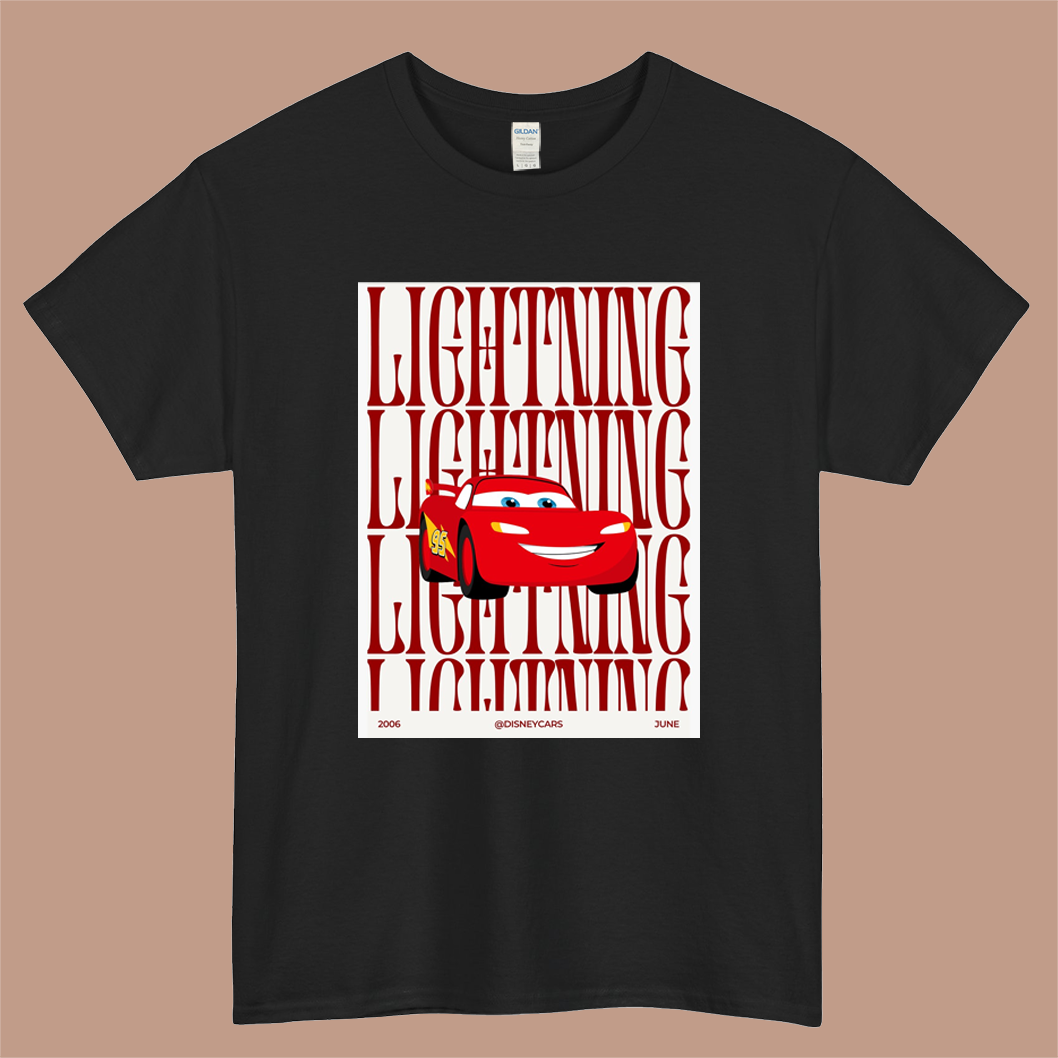 Lightning Mcqueen Logo Mens Unisex Short Sleeve Black T-Shirt Size S-3XL