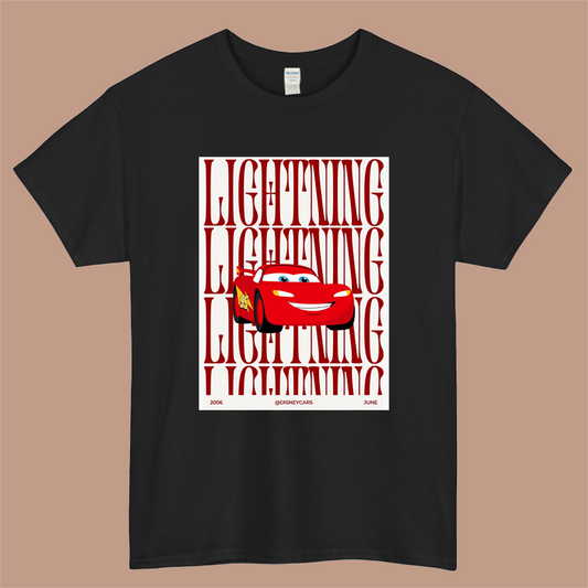 Lightning Mcqueen Logo Mens Unisex Short Sleeve Black T-Shirt Size S-3XL