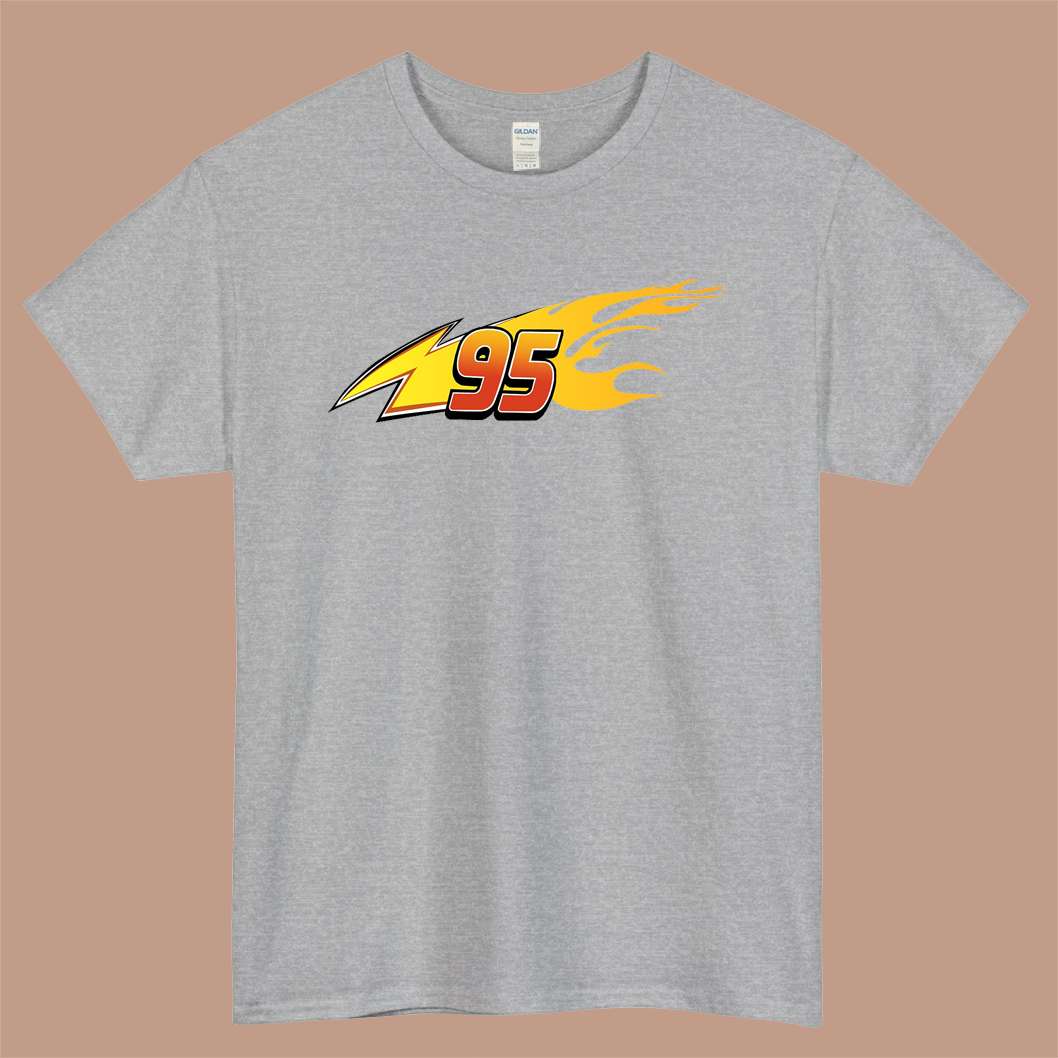 Lightning Mcqueen Logo 95 Logo Mens Unisex Short Sleeve Gray T-Shirt Size S-3XL