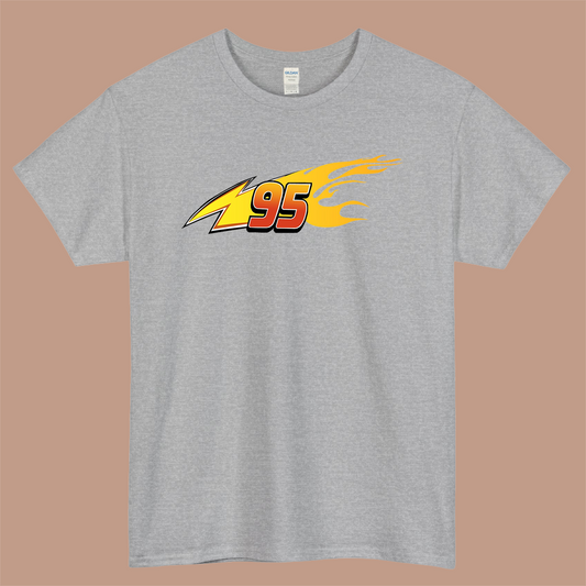 Lightning Mcqueen Logo 95 Logo Mens Unisex Short Sleeve Gray T-Shirt Size S-3XL