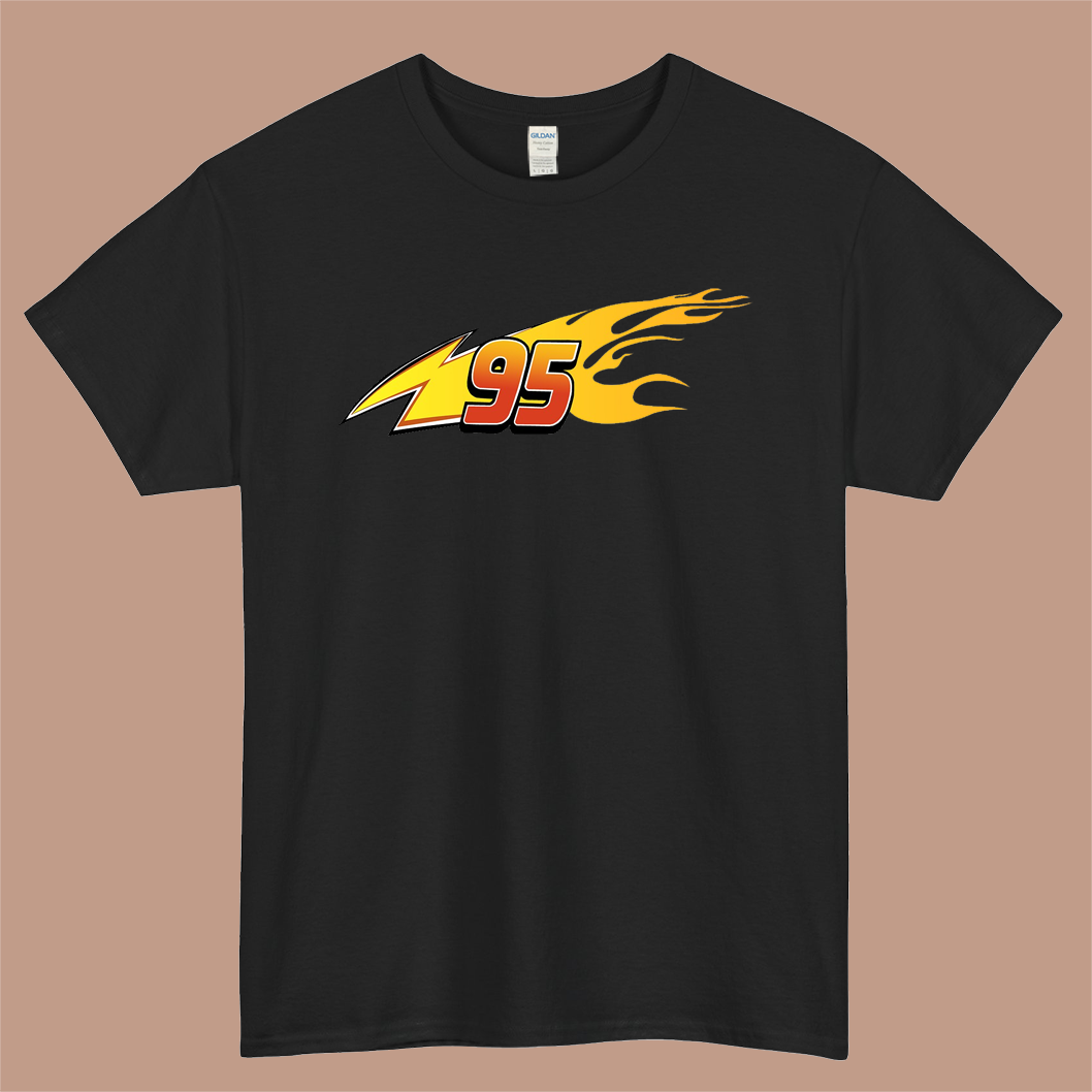 Lightning Mcqueen Logo 95 Logo Mens Unisex Short Sleeve Black T-Shirt Size S-3XL