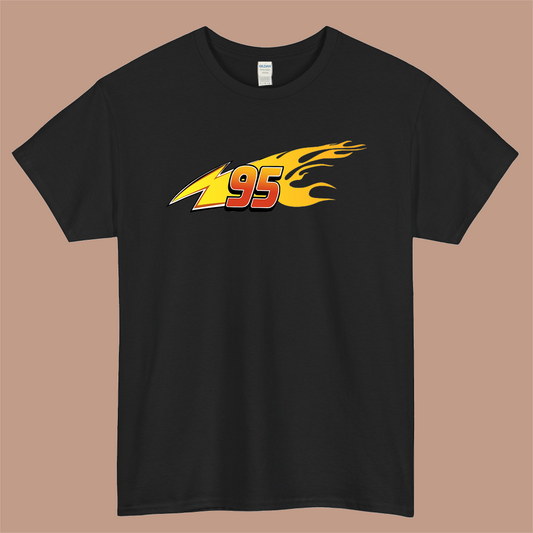 Lightning Mcqueen Logo 95 Logo Mens Unisex Short Sleeve Black T-Shirt Size S-3XL