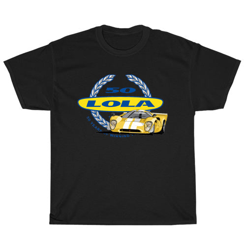 Lola Racing cars 1960's logo Men's Unisex T Shirt Size S to 3XL