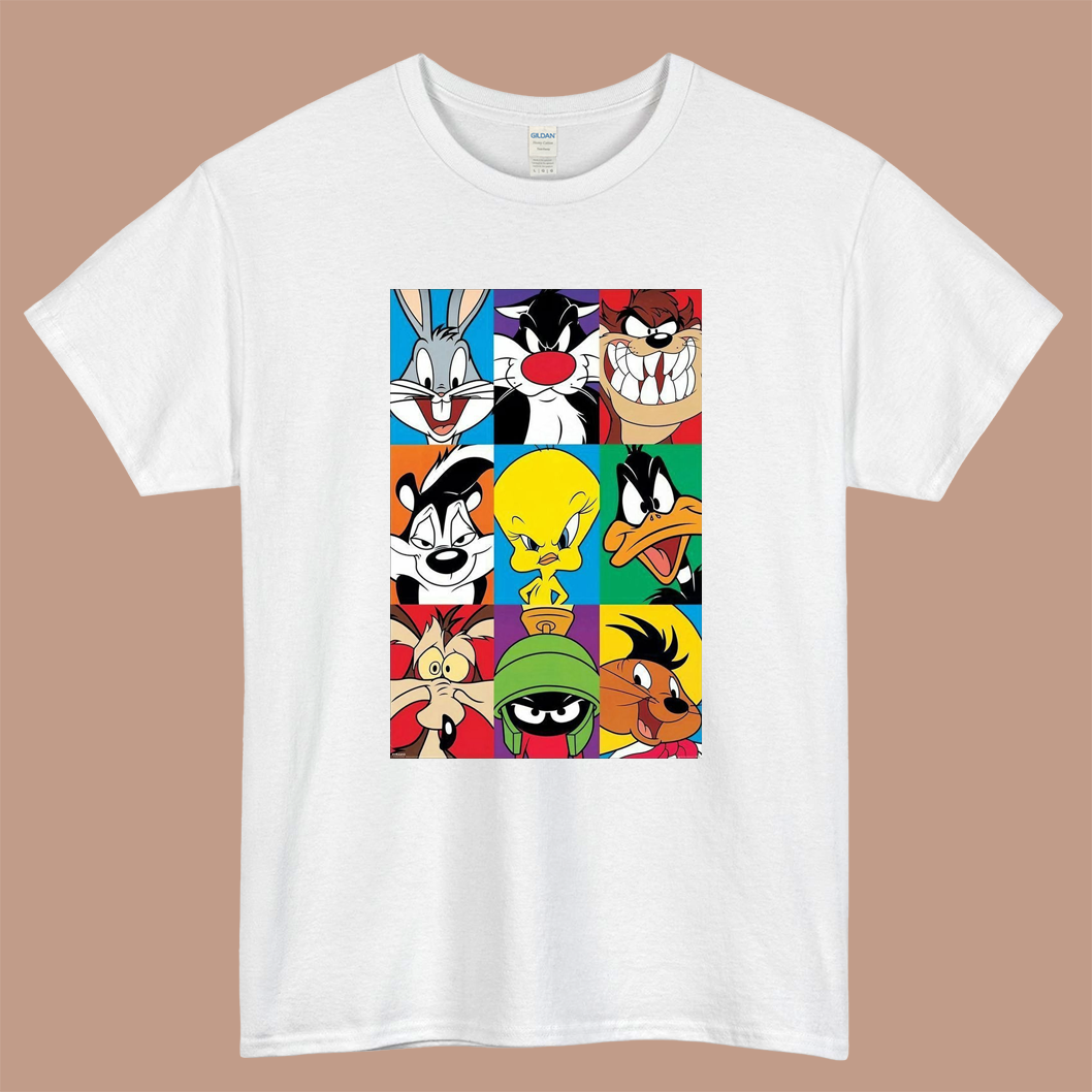 Looney Tunes Logo Mens Unisex Short Sleeve White T-Shirt Size S-3XL