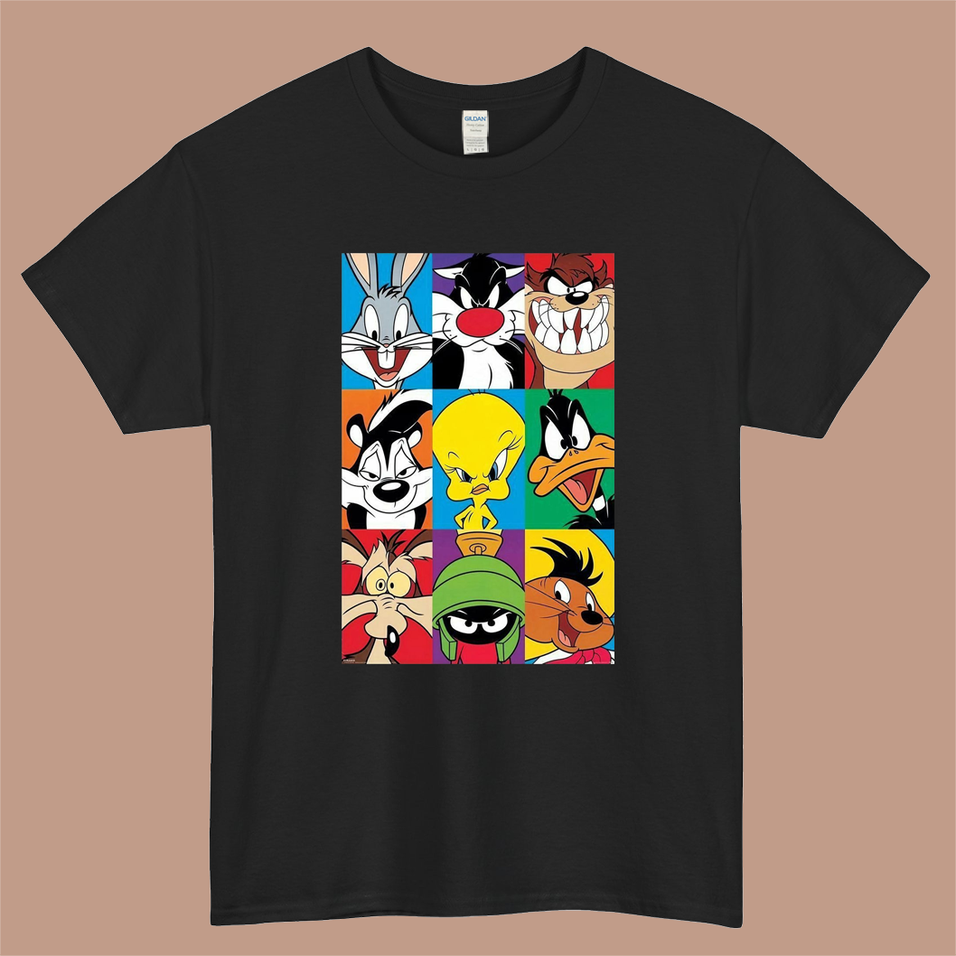 Looney Tunes Logo Mens Unisex Short Sleeve Black T-Shirt Size S-3XL