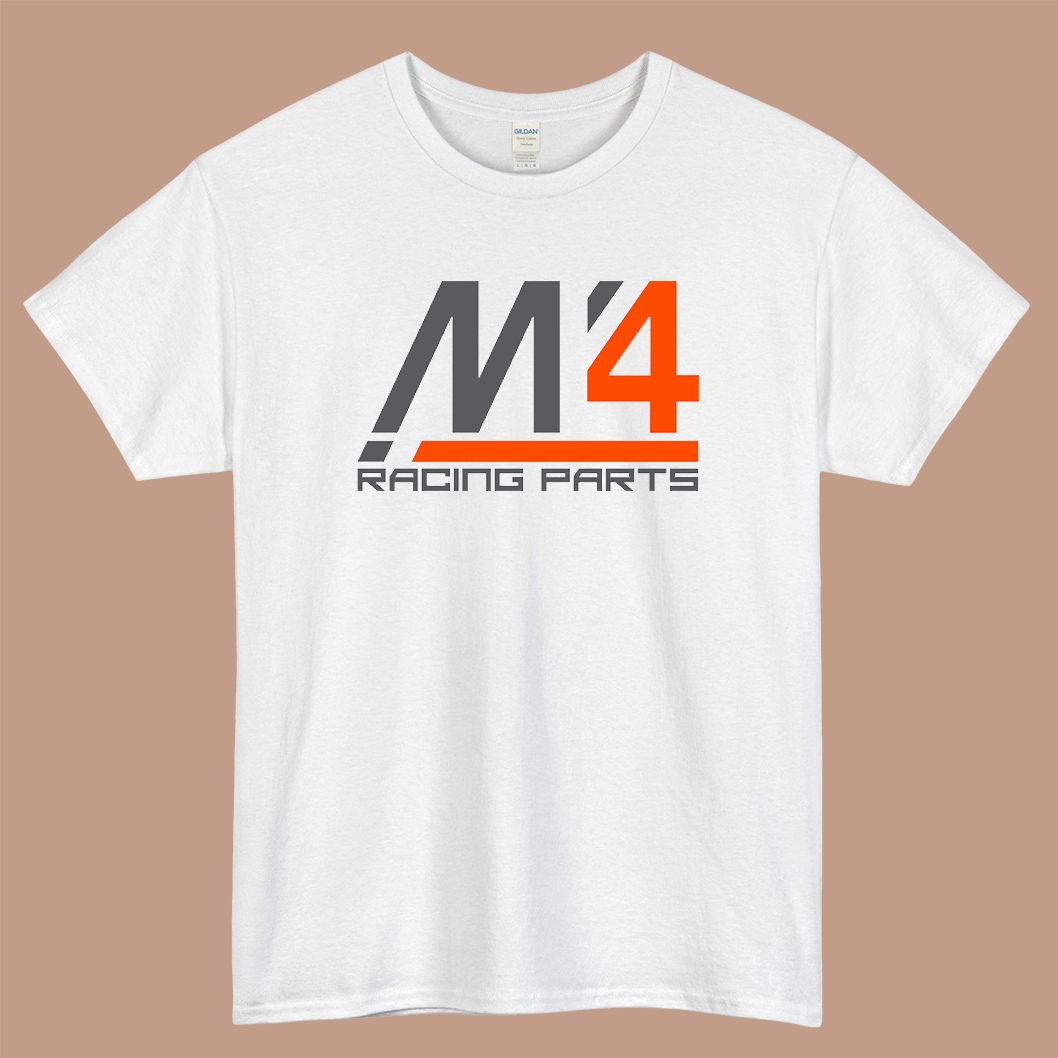 M4 Racing Parts Logo Mens Unisex Short Sleeve White T-Shirt Size S-3XL