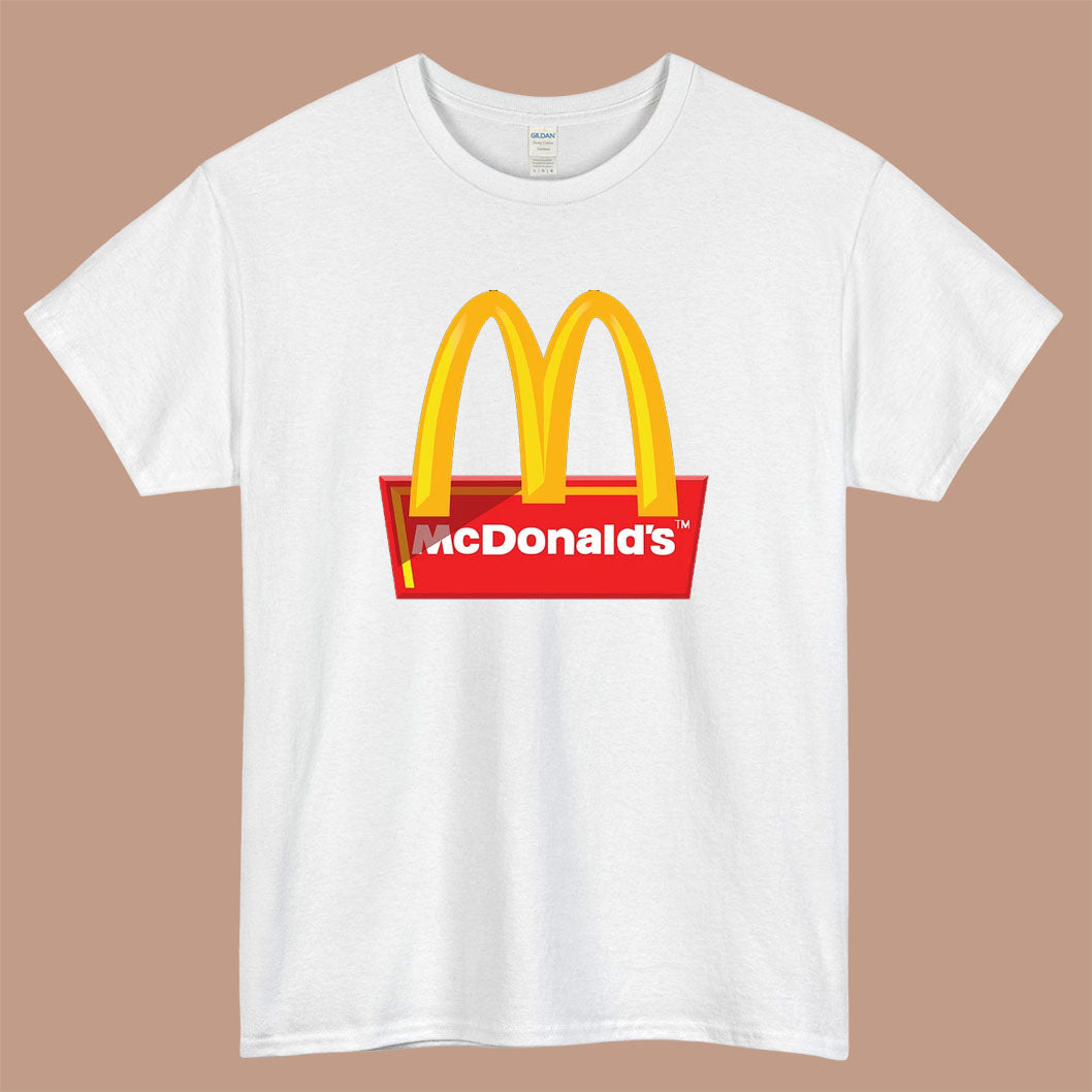 MCD McDonald's Logo Mens Unisex Short Sleeve White T-Shirt Size S-3XL