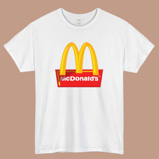 MCD McDonald's Logo Mens Unisex Short Sleeve White T-Shirt Size S-3XL