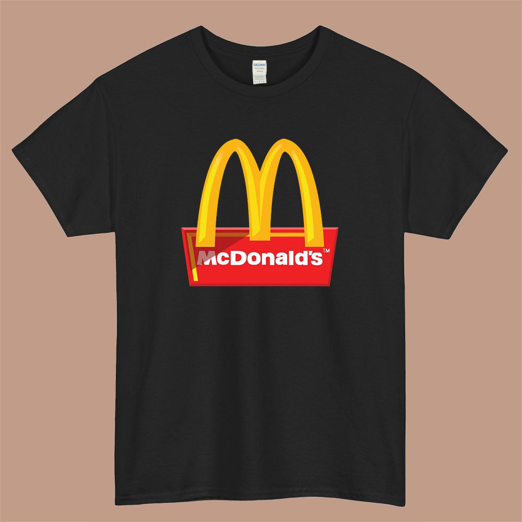 MCD McDonald's Logo Mens Unisex Short Sleeve Black T-Shirt Size S-3XL