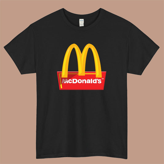 MCD McDonald's Logo Mens Unisex Short Sleeve Black T-Shirt Size S-3XL