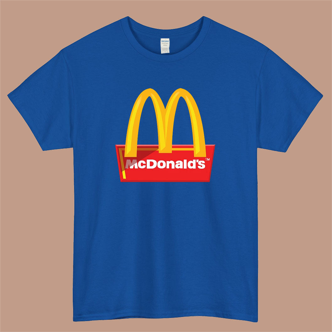 MCD McDonald's Logo Mens Unisex Short Sleeve Blue T-Shirt Size S-3XL