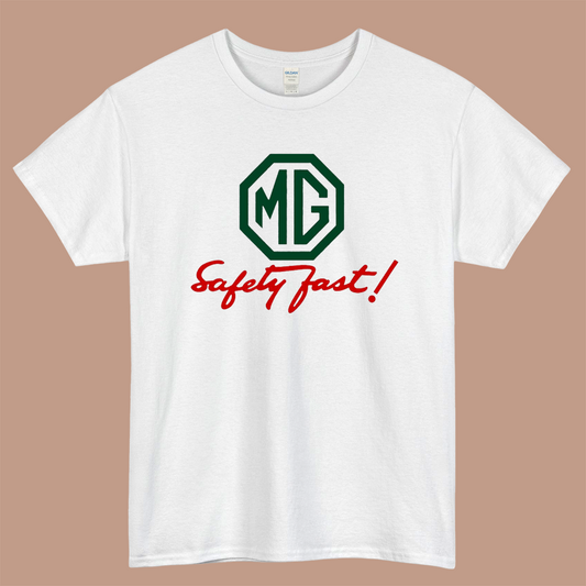 MG Safety Fast Logo Mens Unisex Short Sleeve White T-Shirt Size S-3XL