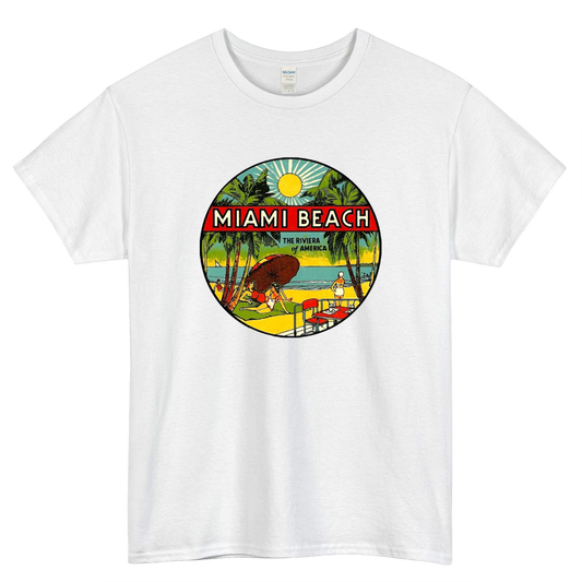 MIAMI BEACH Logo Mens Unisex Short Sleeve T-Shirt Size S-3XL - P