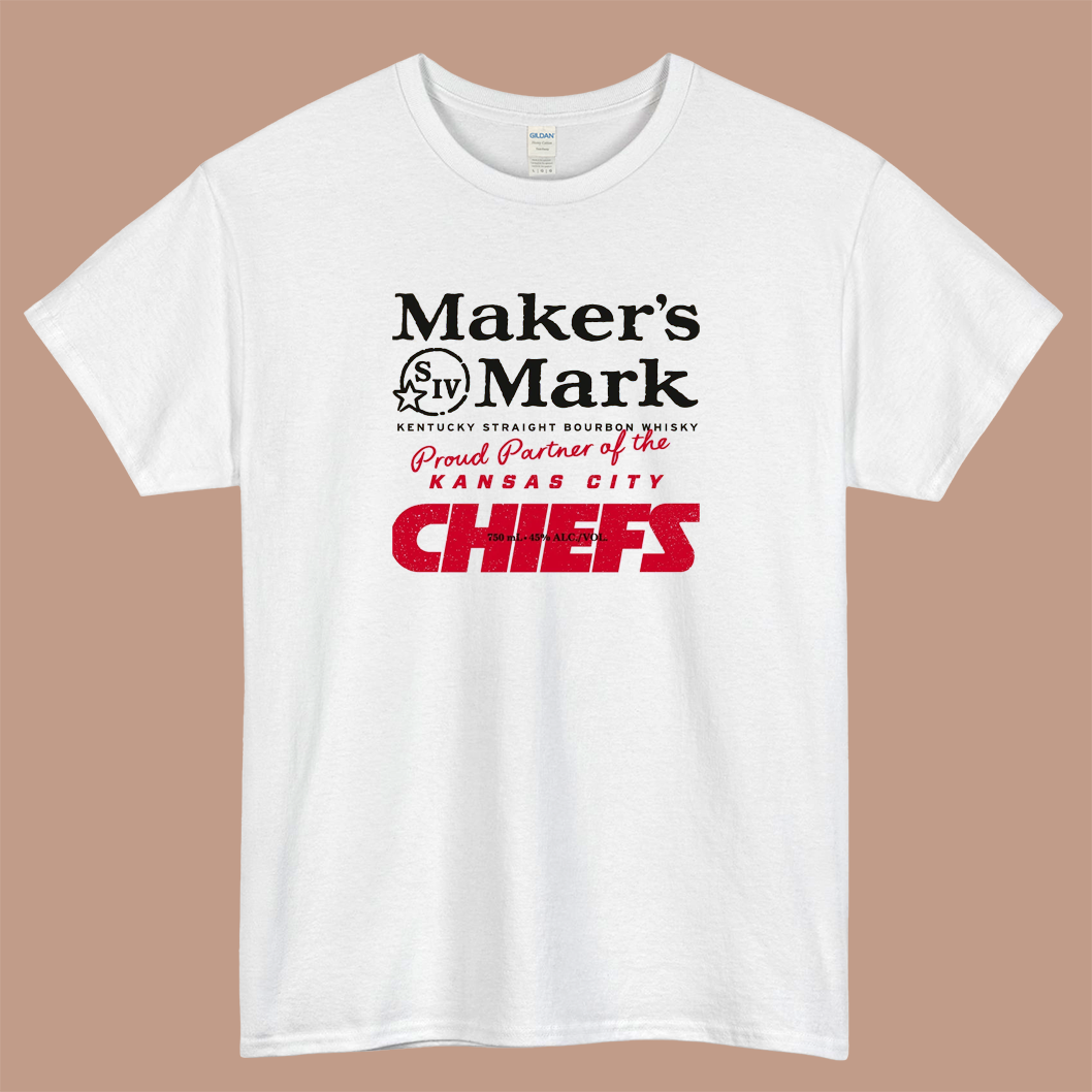 Maker's Mark Kansas City Chiefs 2025 Logo Mens Unisex Short Sleeve T-Shirt Size S-3XL - P